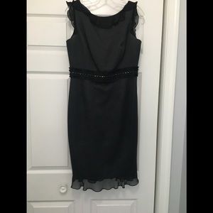 Carmen Marc Valvo black with sheer ruffles dress 8